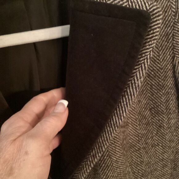 Talbots Wool Blazer Jacket Sz 10P Herringbone Lined Velour Academia - Picture 3 of 9